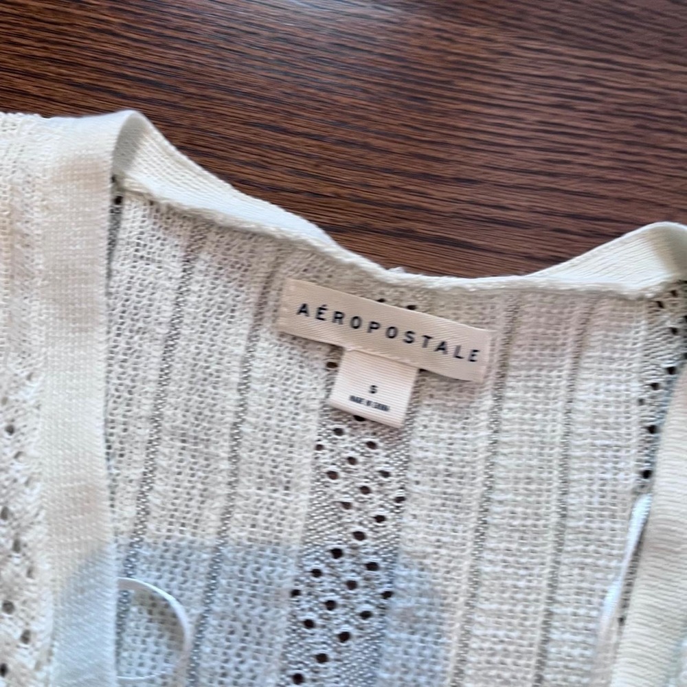 y2k aeropostale deadstock white eyelet button up cardigan sweater small - Picture 3 of 7